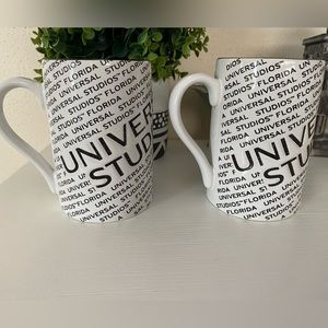 2013 Universal Studios 16 Oz Oversized Mug Black White Glittered Ceramic 2 set